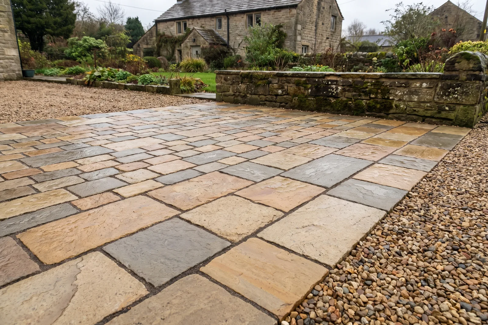 Riven setts, sold by the square metre as laid